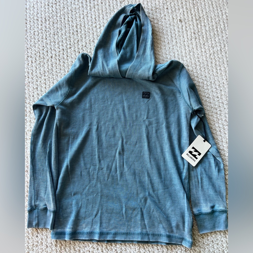 NWT Billabong Boys' Keystone Pullover Hoodie, Waffle Knit Thermal Pullover Hoody